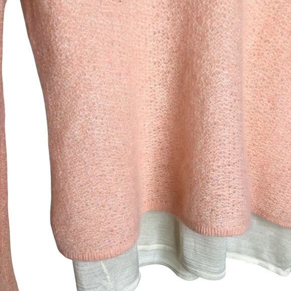 MAGASCHONI Cashmere Silk Layered Sweater Blush V-Neck Quiet Luxe Minimalist PM - Picture 7 of 9